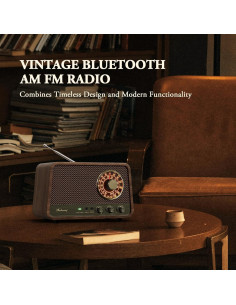 Radio AM FM Audiocrazy Vintage Madera Bluetooth 10W 2