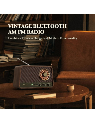 Radio AM FM Audiocrazy Vintage Madera Bluetooth 10W