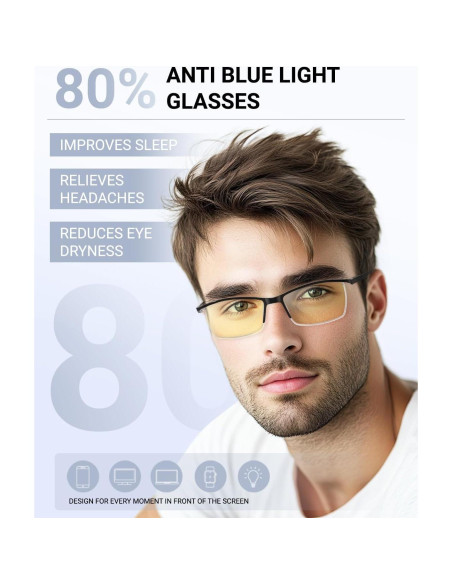 Gafas de Bloqueo de Luz Azul VUEECLAT Amarillo 80% Anti-Fatiga