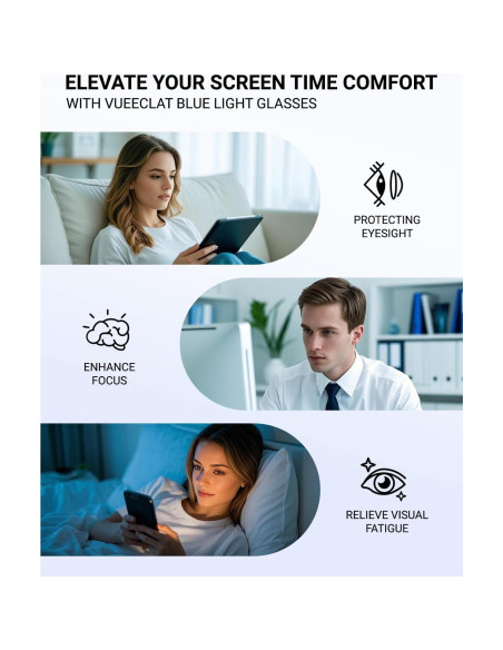 Gafas de Bloqueo de Luz Azul VUEECLAT Amarillo 80% Anti-Fatiga