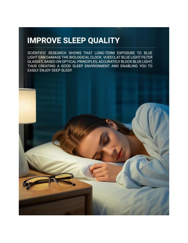Gafas de Bloqueo de Luz Azul VUEECLAT Amarillo 80% Anti-Fatiga