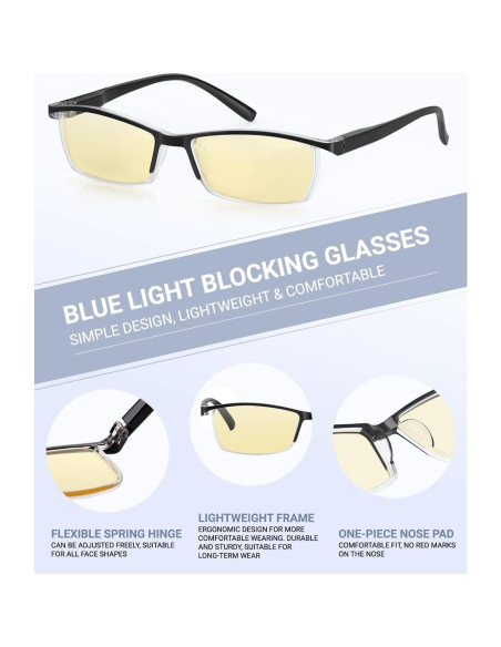 Gafas de Bloqueo de Luz Azul VUEECLAT Amarillo 80% Anti-Fatiga