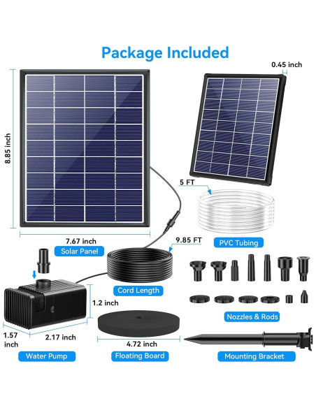 Bomba de Fuente Solar POPOSOAP 6.5W con Batería 3000mAh