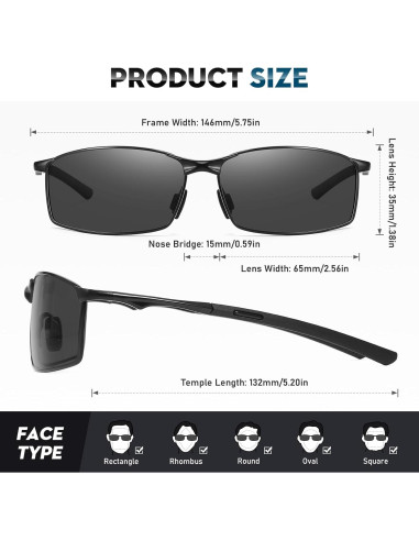 Gafas de sol polarizadas Bircen para hombres, marco metálico