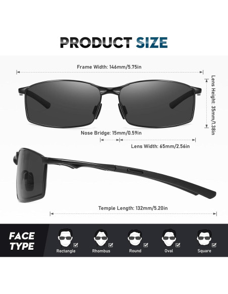 Gafas de sol polarizadas Bircen para hombres, marco metálico Gafas de sol polarizadas Bircen para hombres, marco metálico