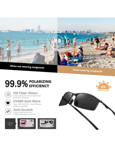 Gafas de sol polarizadas Bircen para hombres, marco metálico