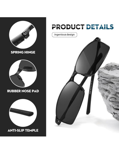 Gafas de sol polarizadas Bircen para hombres, marco metálico