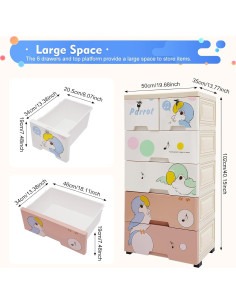 Cajonera de Plástico NTNOEA 6 Cajones 50x35x102 cm Multicolor 2