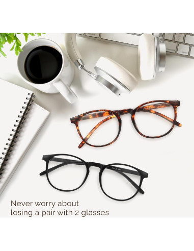 Gafas de luz azul IBOANN unisex UV400, 2 unidades, negro y ámbar