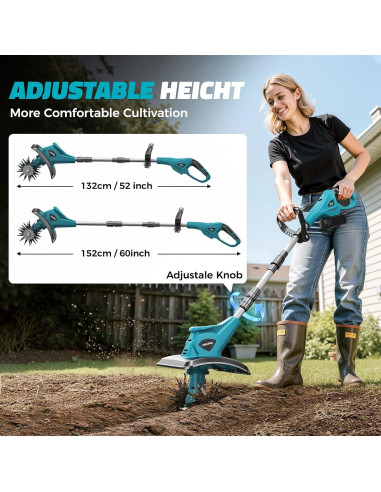 Cultivador Inalámbrico MtiolHig para Jardín 18V Sin Batería