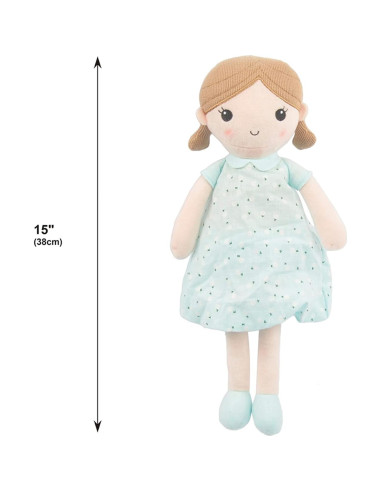 Muñeca de trapo Linzy Toys Emily azul menta 38 cm