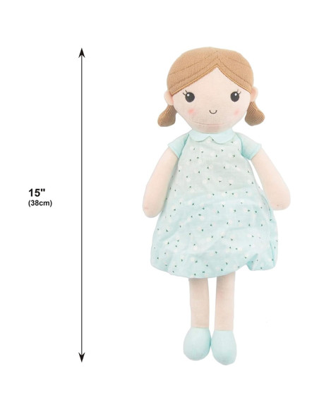 Muñeca de trapo Linzy Toys Emily azul menta 38 cm