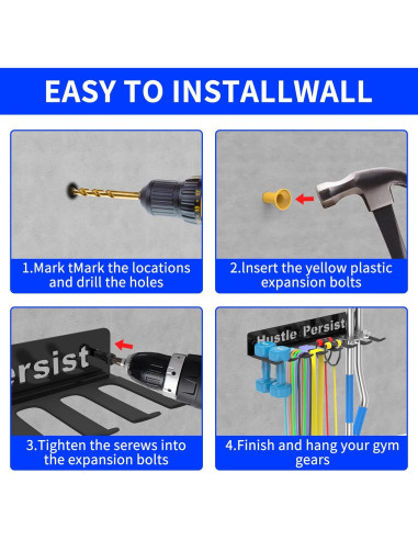 Soporte de barra olímpica ZGHKXY para pared - Organizador de gimnasio