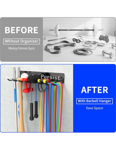 Soporte de barra olímpica ZGHKXY para pared - Organizador de gimnasio