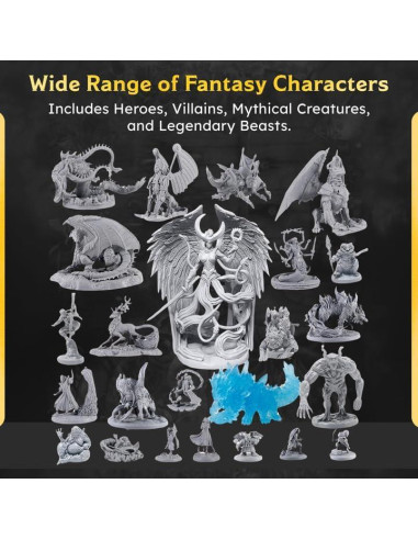 Paquete Mega de Minis 3D D&D - Miniaturas Sin Pintar 1.36 kg