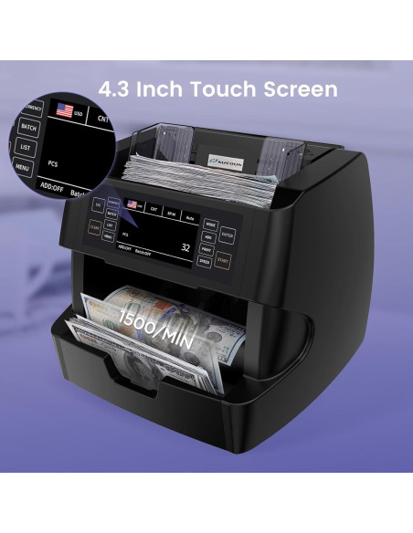 Contadora de Dinero NUCOUN VC-3 - Detección Falsificaciones, 1500 Billetes/min