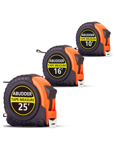 3 Cintas Métricas Retráctiles ABUDDER 3.05m 4.88m 7.62m Naranja