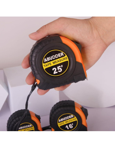 3 Cintas Métricas Retráctiles ABUDDER 3.05m 4.88m 7.62m Naranja