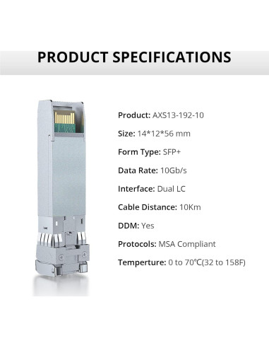 Transceptor de Fibra 10G LR SFP+ Ipolex 10km 1310nm LC