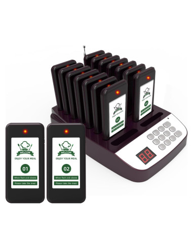 Sistema de Pagers Inalámbricos SavvyMate 16 Pagers 500m Alcance