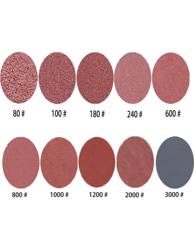 100 Discos de Lijado 5 cm Grano 80-3000 con Almohadilla Adwikoso