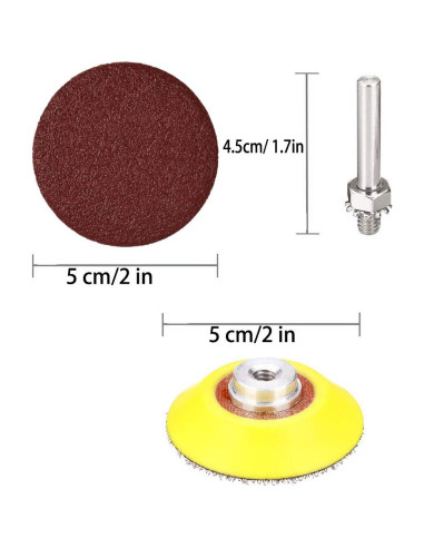 100 Discos de Lijado 5 cm Grano 80-3000 con Almohadilla Adwikoso