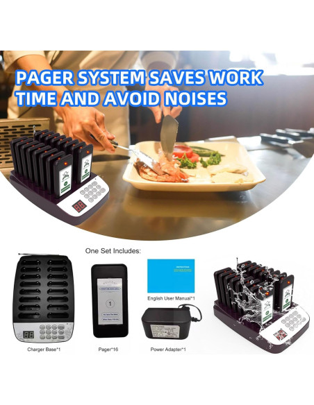 Sistema de Pagers Inalámbricos SavvyMate 16 Pagers 500m Alcance