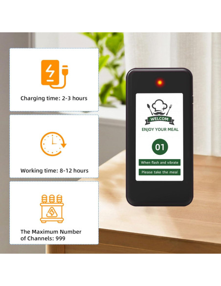 Sistema de Pagers Inalámbricos SavvyMate 16 Pagers 500m Alcance