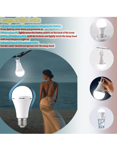 2Pack Bombilla LED de Emergencia Recargable LingWarm 15W 1500lm