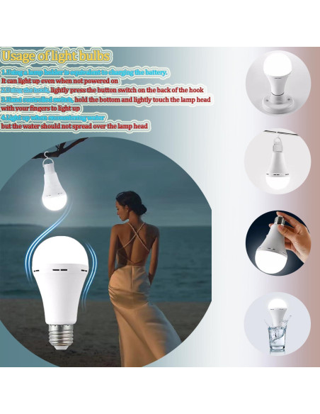 2Pack Bombilla LED de Emergencia Recargable LingWarm 15W 1500lm