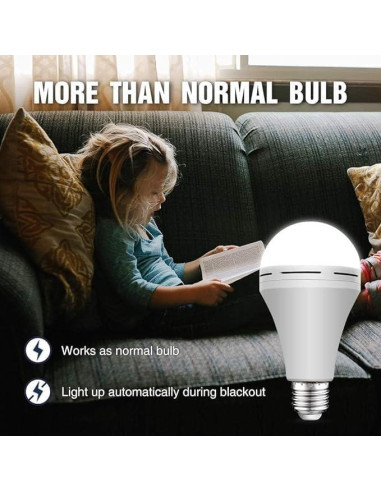 2Pack Bombilla LED de Emergencia Recargable LingWarm 15W 1500lm