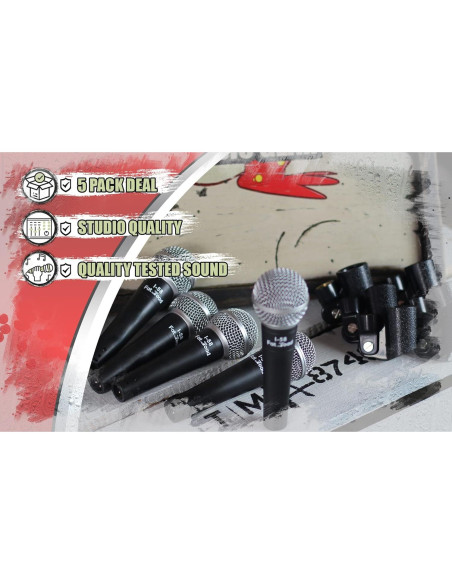 Paquete de 5 Micrófonos Dinámicos Cardioides Fat Toad