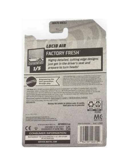 Hot Wheels Lucid Air 1:64 Mattel Negro 10x4x15 cm