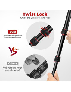 Trípode Profesional VICTIV AT40 Rojo 2.27kg 360 con Monópodo 2