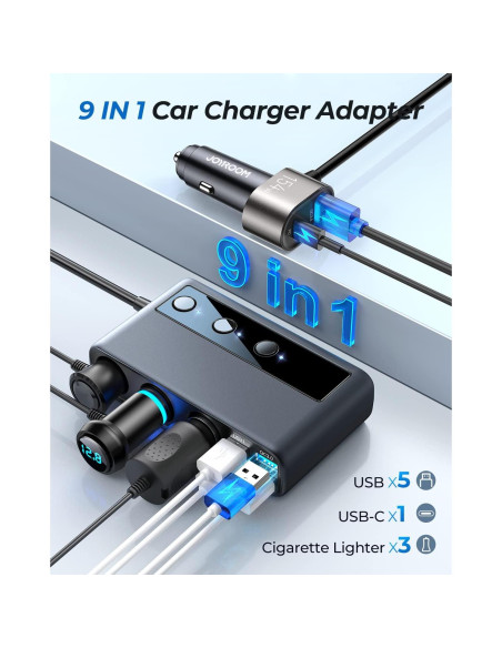 Adaptador de Encendedor de Cigarrillos JOYROOM 210W 9 en 1