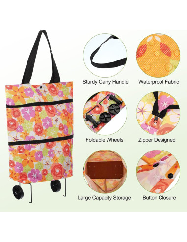 Bolsa de Compras Plegable con Ruedas MECCANIXITY 30kg Blanca