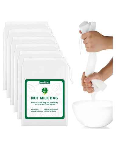 6 Piezas Bolsa de Leche de Nueces 30x20cm Nylon Reutilizable