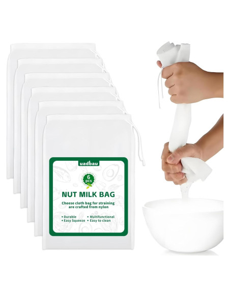 6 Piezas Bolsa de Leche de Nueces 30x20cm Nylon Reutilizable