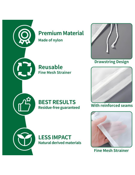 6 Piezas Bolsa de Leche de Nueces 30x20cm Nylon Reutilizable