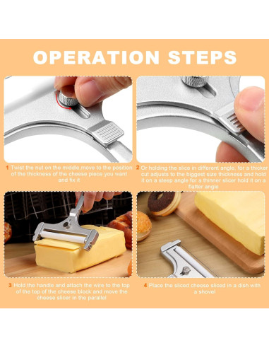 Cortador de Queso Ajustable Boao de Acero Inoxidable 14.5 cm