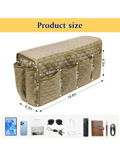 Organizador de Reposabrazos HADEEONG Caqui Antideslizante 14 Bolsillos 2