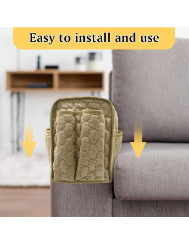 Organizador de Reposabrazos HADEEONG Caqui Antideslizante 14 Bolsillos