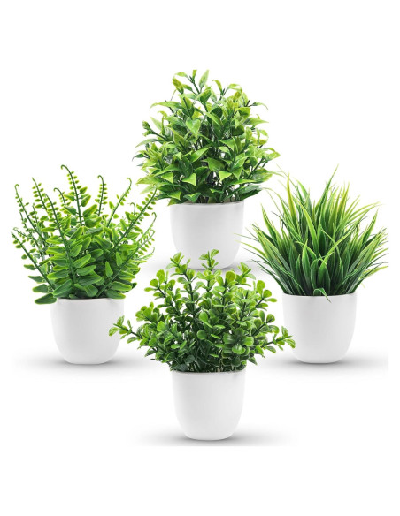 Plantas Artificiales en Macetas Der Rose - 4 Piezas Decorativas