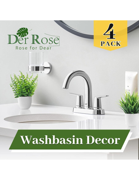 Plantas Artificiales en Macetas Der Rose - 4 Piezas Decorativas