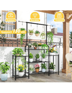 Soporte de Planta Tendencia Simple 3 Niveles Metal Negro 2