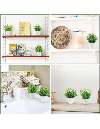 Plantas Artificiales en Macetas Der Rose - 4 Piezas Decorativas