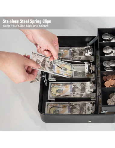 Caja de Efectivo Goehiaul Metal Negra 30x24x9 cm con 4 Llaves