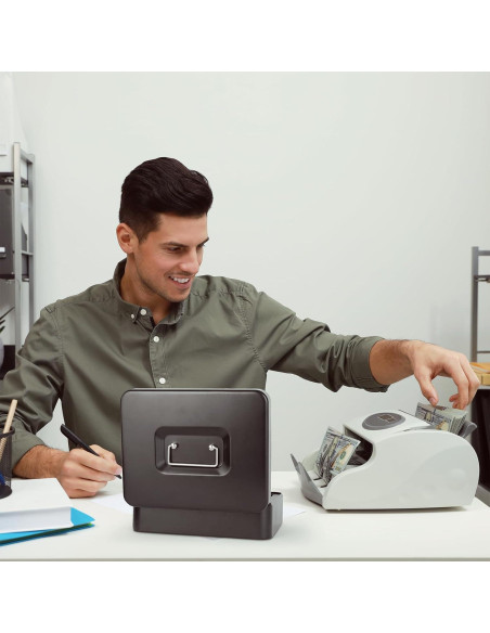 Caja de Efectivo Goehiaul Metal Negra 30x24x9 cm con 4 Llaves