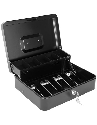 Caja de Efectivo Goehiaul Metal Negra 30x24x9 cm con 4 Llaves