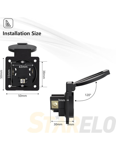 Enchufe NEMA 5-20 STARELO 20A 125V con Tapa Protectora